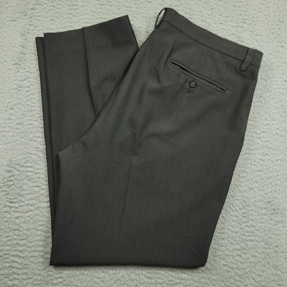 Calvin Klein Men's 38x32 (39x30.5) Dress Pants Dark Grey Polyester Blend